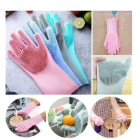 دستکش ظرف شویی اسکاچ دار سیلیکون خارجی دستکش نظافت