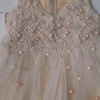 ست کفش ولباس نباتی مروارید دوزی شده