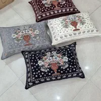 روبالشتی مخمل تک روطرح گلدون