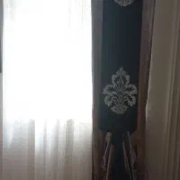 رانر  مخمل ترک  پرده مشکی نقره ای