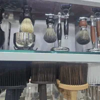 ست فرچه و دسته تیغ استیل پایه دار و قیچی اصلی و