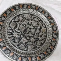سینی قلم زنی مسی سیاه قلم انتیک