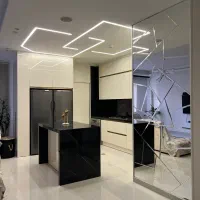 کابینت هایگلاس براق با آیینه تراش گونیا