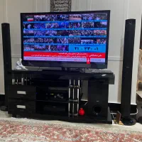 میز تلویزیون مشکی شیشه ای