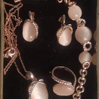 ست کامل جواهرات رزگلد با سنگ چشم گربه ای