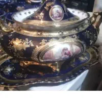 سوپینگ سوپ خوری چینی سرمه ای لیلی مجنون طلاکوب