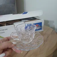 ست فنجان و نعلبکی وسینی کریستال