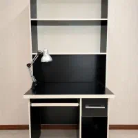 میز کامپیوتر همراه کتابخانه متحرک MDF مشکی / سالم