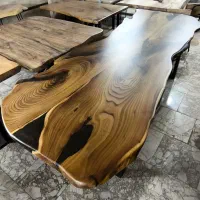 میز نهارخوری روستیک چوب سنجد و فلز