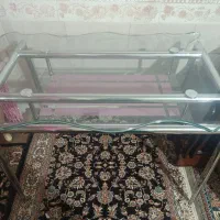 میز نهارخوری استیل با شیشه ضخیم