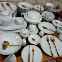سرویس چینی۱۲ نفره و ۱۸ نفره نو آکبند لب طلا جهیزیه
