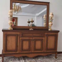 اینه کنسول و میز تیوی ست روکش بلوط با رویه شیشه