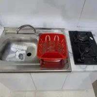 زیر سینک لگن و گاز دوشعله کابینت سینک بدنه فلزی
