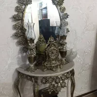 آیینه شمعدون همراه با ساعت وسنگ مرمر