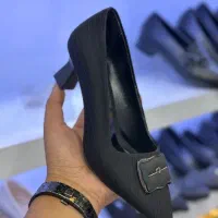 کفش پاشنه کلوش ۵ سانت رویه ساتن خطی ۳۷ تا ۴۰