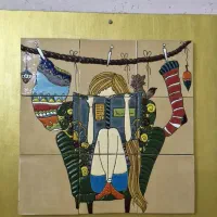 تابلو چوبی سفالی کار دست