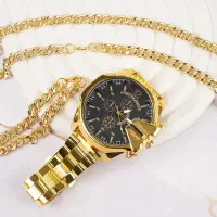 پک ست ساعت دستبند گردنبند مردانه /آکبند/ نیم ست
