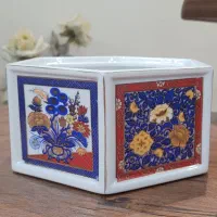 شکلات‌خوری شش‌ضلعی چینی ایران (طرح گل‌ومرغ)