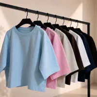 تیشرت و کراپ باکسی نخ پنبه درجه1با قیمت استثنایی