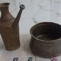 .آفتابه مسی ودیگ کوچک مسی