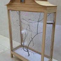 قفس پرنده چوبی طرح کلبه نو