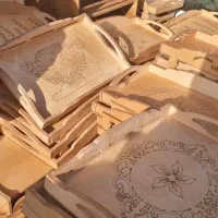 سینی چوبی دسته دار حکاکی