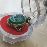 انگشتر نقره عقیق خطی سبز