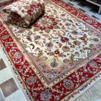 فرش دستباف جفت ۶متری کرم کاشمر نو آکبند دستبافت