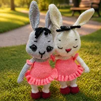 خرگوش بافتنی دستبافت هدیه خاص و فانتزی