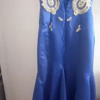 لباس مجلسی آبی کاربونی سایز ۳۶ تا ۴۰
