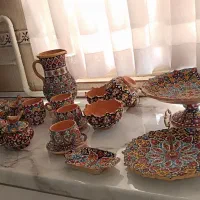 سرویس پذیرایی/دکوری طرح میناکاری جنس سفالی (سالم)
