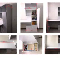 میز تحریر و قفسه کتابخانه