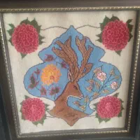 طرح گوزن و گل دستباف