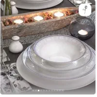 ظرف چینی ۱۲نفره مدل زرین طرح وایت رز