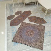 ست پنج تیکه رانر و رومیزی ترمه مغزی دوزی شده