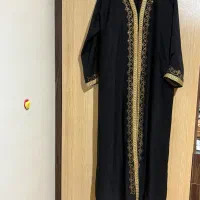 عبای مشکی گلدوزی طلایی + شال ست