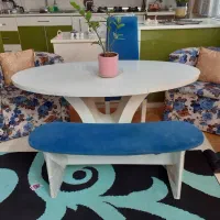 میزناهارخوری ۷نفره چوبی سفیدوآبی