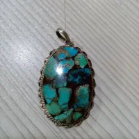 تو گردنی نقره با رزین فیروزه نیشابور اصل