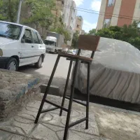 صندلی اپن فلزی چوبی ارتفاع ۷۰ ساده و شیک