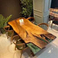 میز نهار خوری ۴ ۶ ۸ نفره چوبی اسلب چوب گردو روستیک