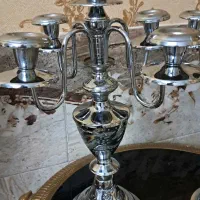 یک جفت شمعدان قلم کاری شده درحدنو