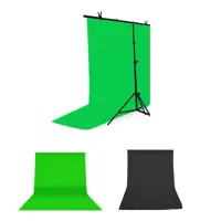 پرده کروماکی مشکی و سبز همراه پایه نگهدارنده