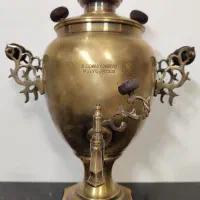 سماور زغالی برنجی ۵ لیتری سنگین وزن ،مهردار