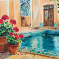 نقاشی خانه قدیمی با پاستل گچی