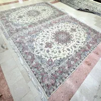 فرش جفت ۶ متری گل‌ابریشم طرح خطیبی تبریز