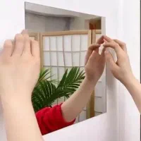 آینه چسبی دیواری ورقه ای برای اتاق حمام مربع بیضی