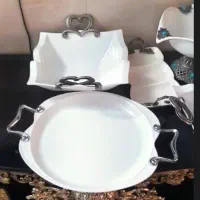ظروف پذیرایی دسته سیلور ۶ عدد.