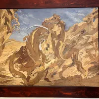 تابلوی نفیس معرق تمام چوب نبردرستم بااژدها 110*140