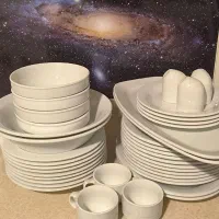 سرویس چینی زرین سفید بدون طرح و شیک