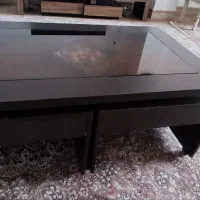 میز جلو مبلی همراه چهار عسلی چرخ دار
